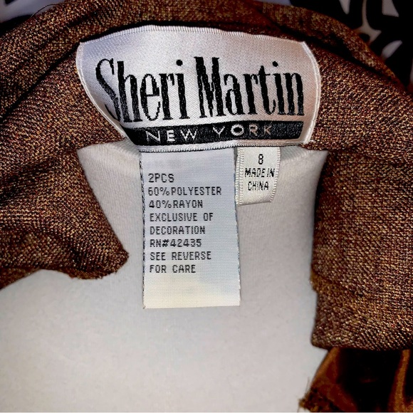 Sheri Martin Brown 3-Button Tie Front Jacket and Embroidered A-Line Skirt - Picture 9 of 10